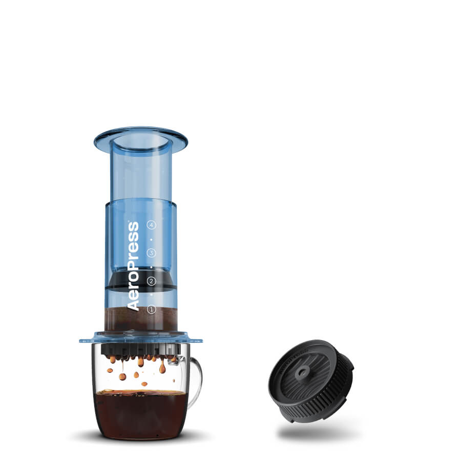 AeroPress Clear Coffee Maker in blue