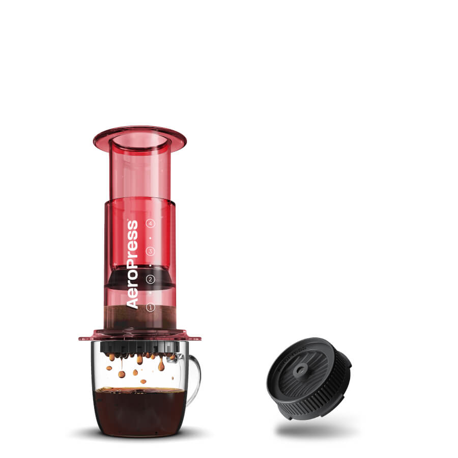 AeroPress Clear Coffee Maker in red