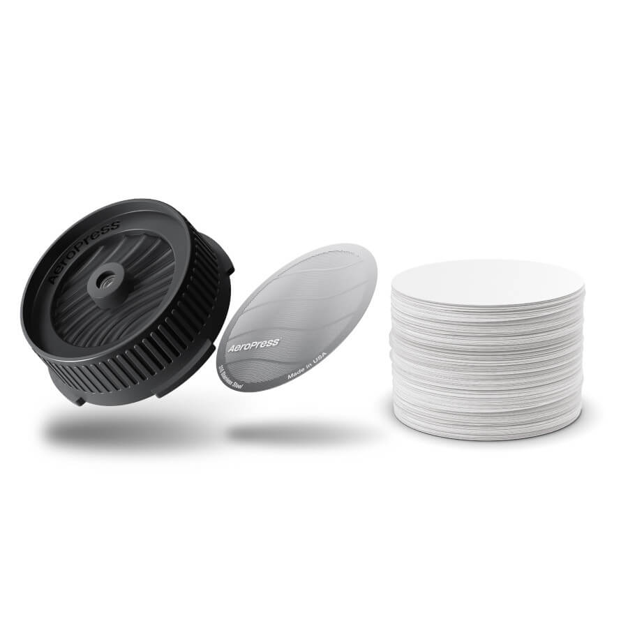 AeroPress Flow Control Filter Cap, Stainless Steel Filter, and Paper Micro-Filters Bundle