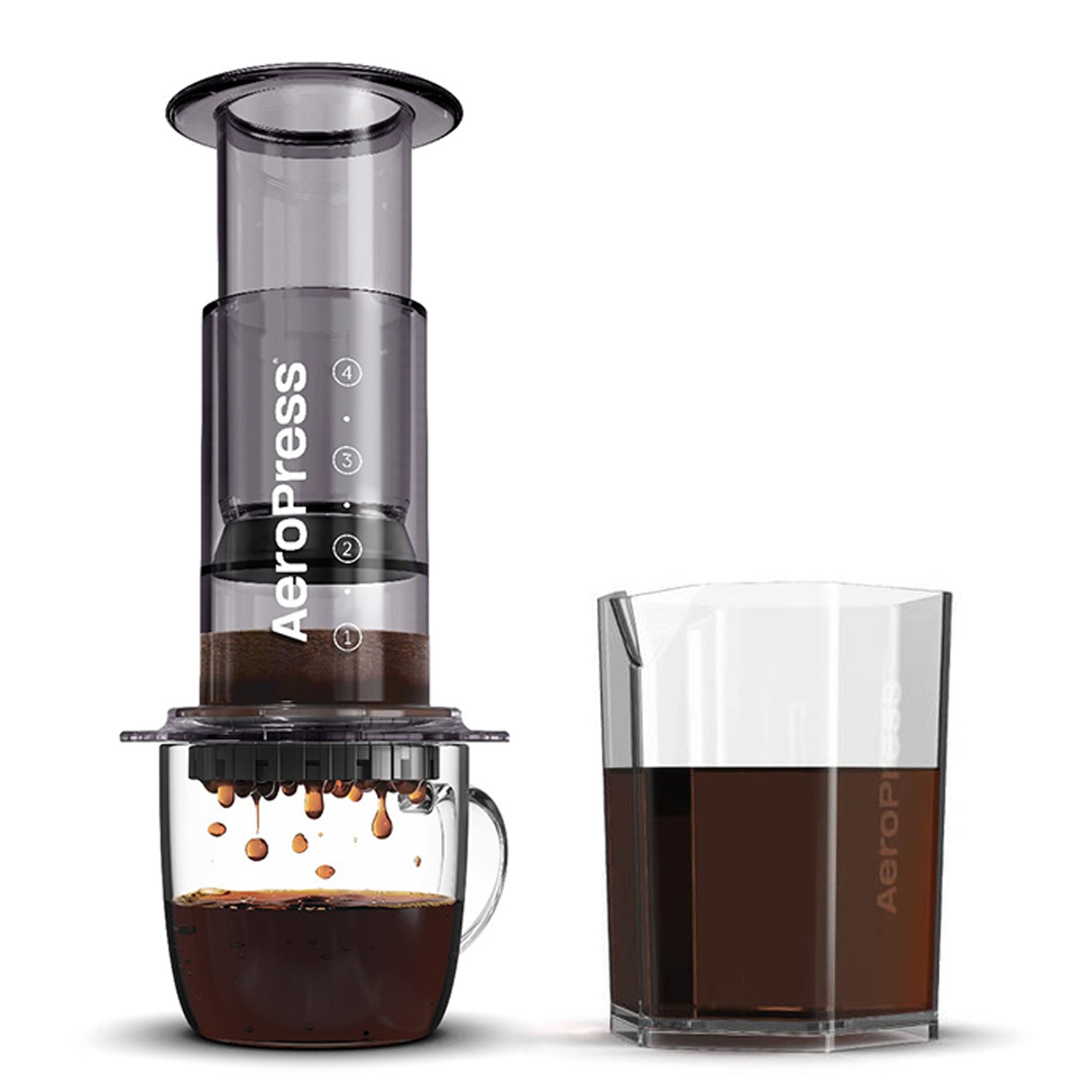 AeroPress Clear Coffee Maker & Carafe Bundle in black