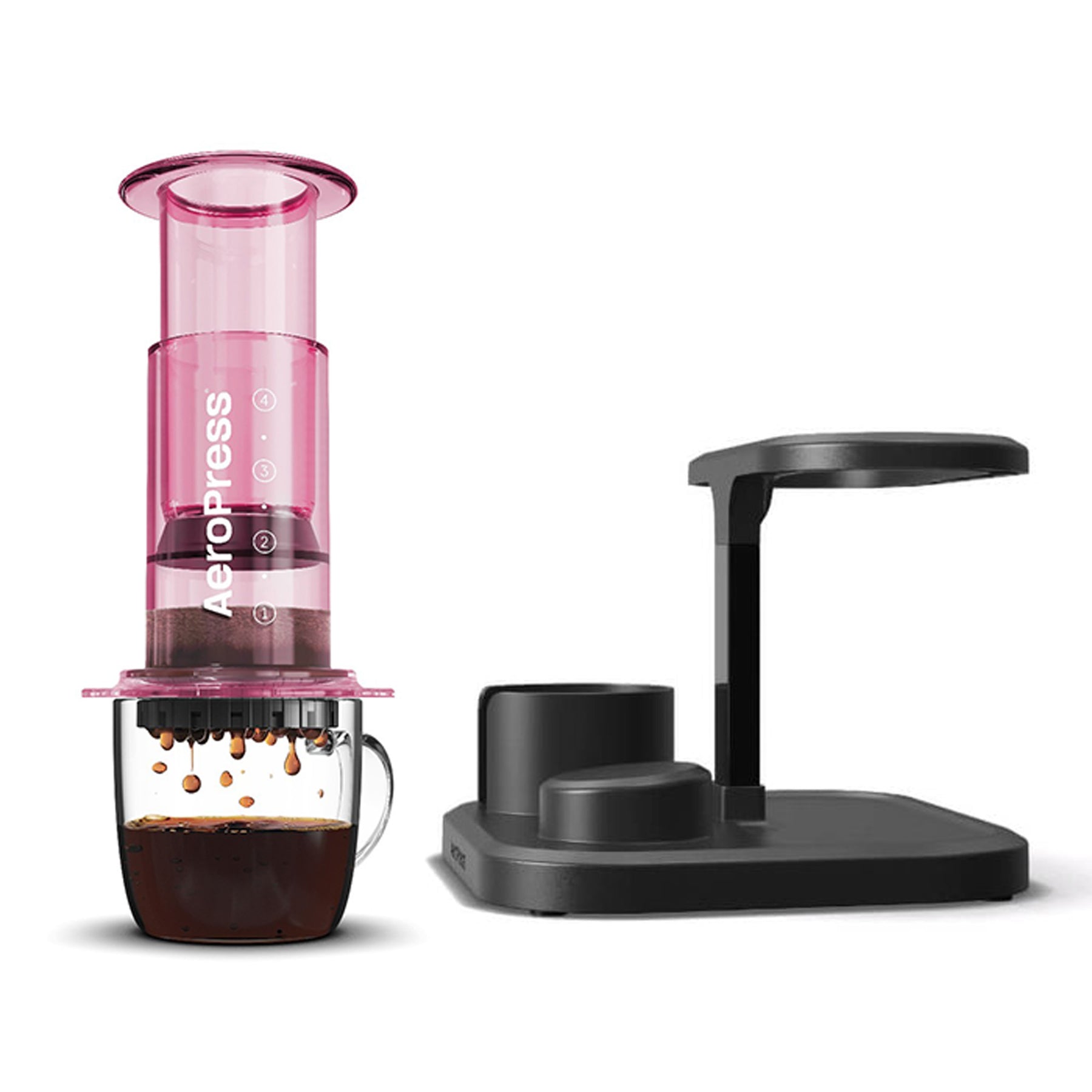 AeroPress Clear Coffee Maker + Organizer Stand Bundle