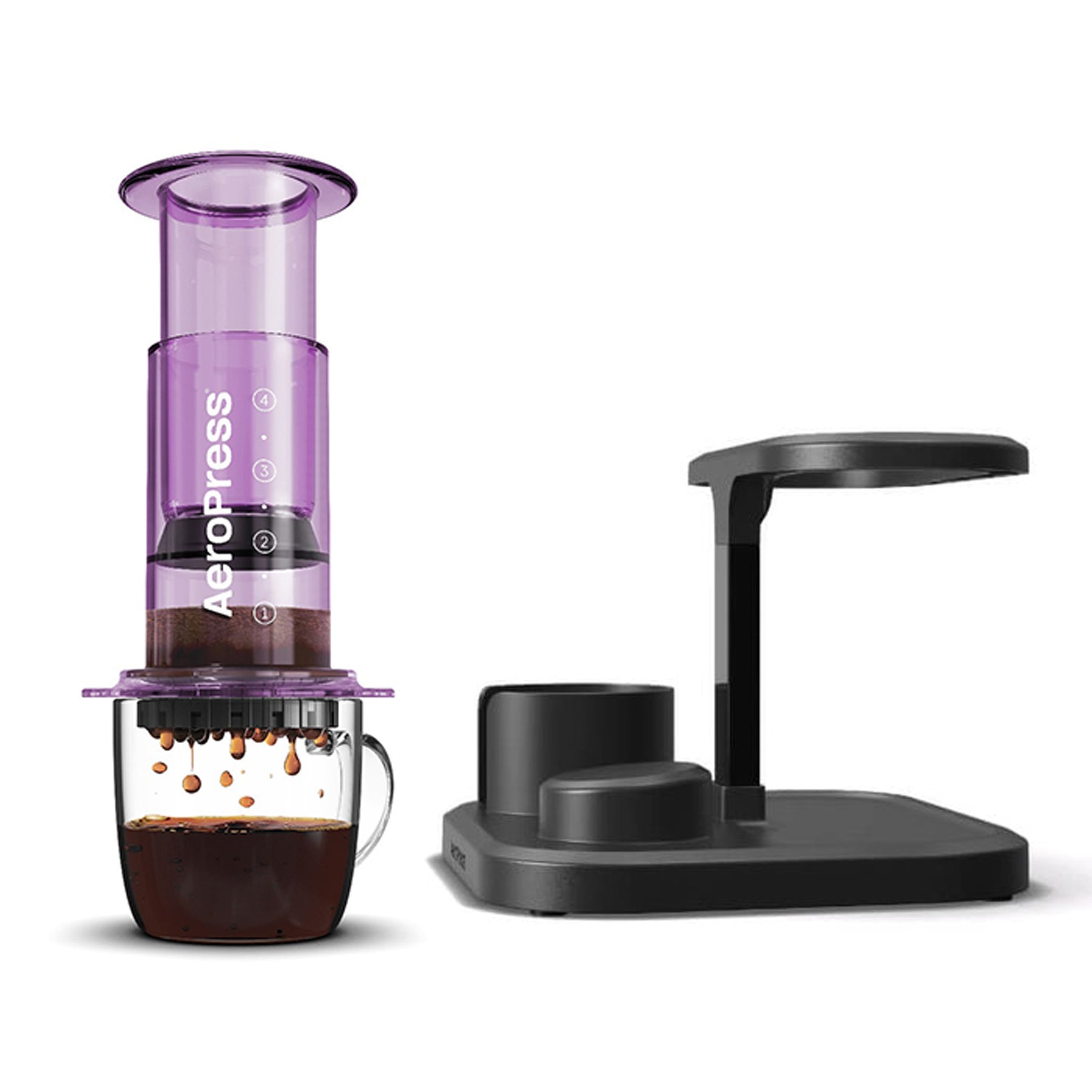 AeroPress Clear Coffee Maker + Organizer Stand Bundle