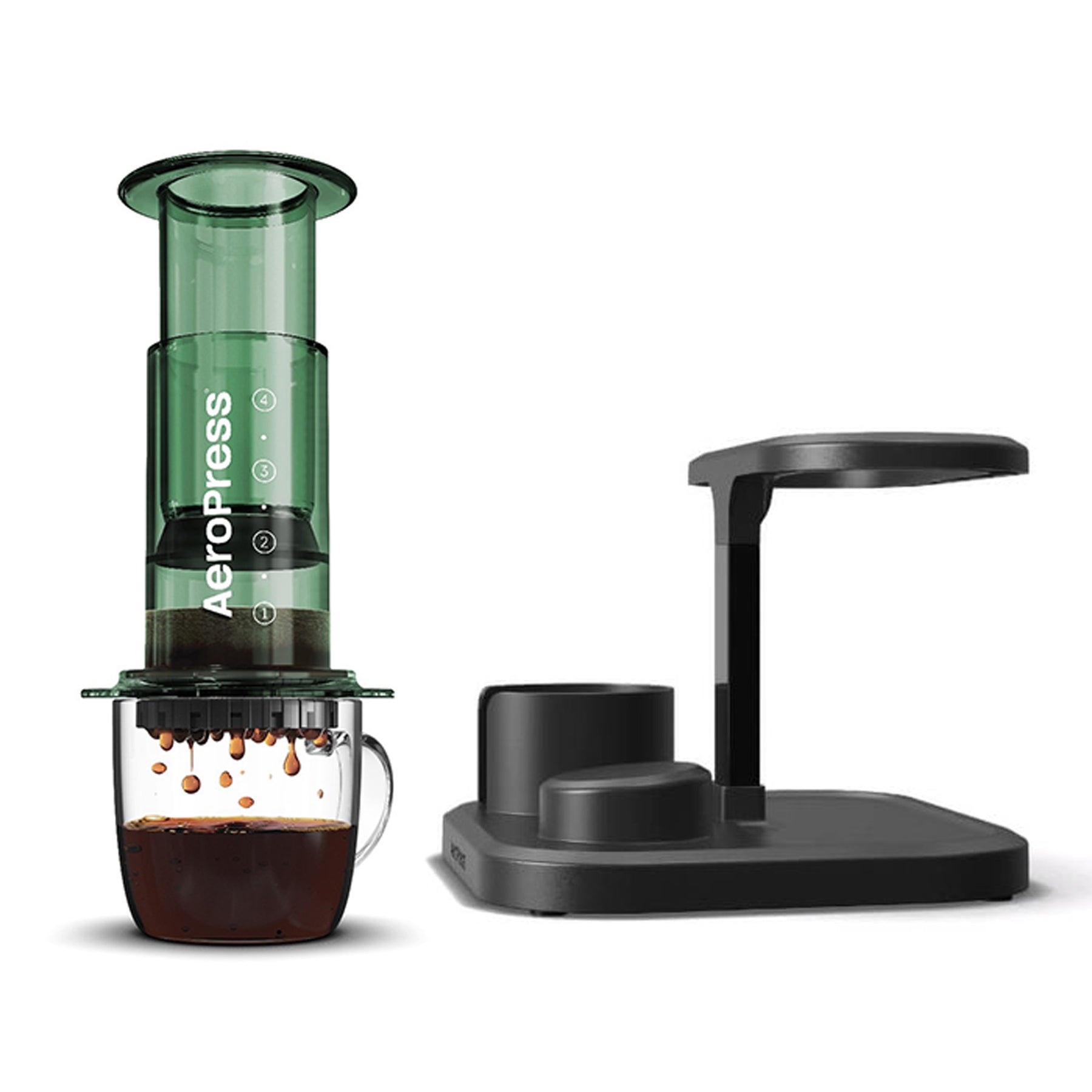 AeroPress Clear Coffee Maker + Organizer Stand Bundle