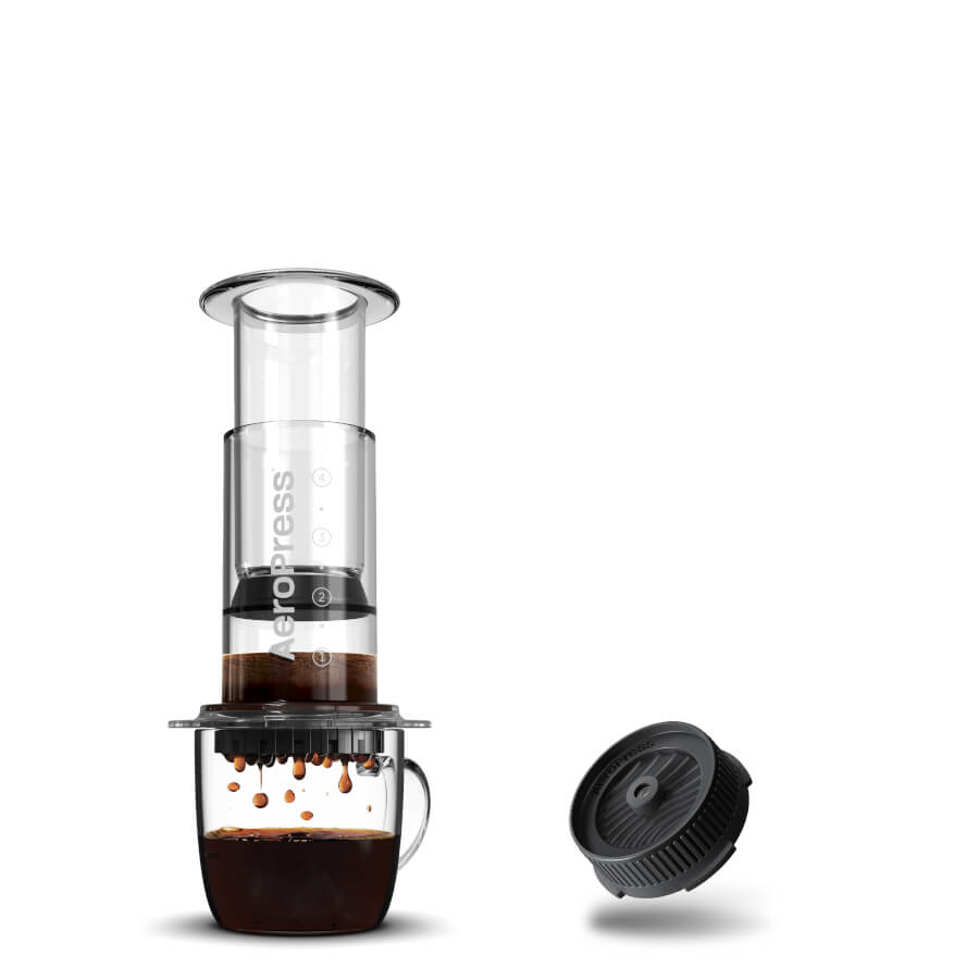 AeroPress Clear Coffee Maker & Flow Control Filter Cap Bundle