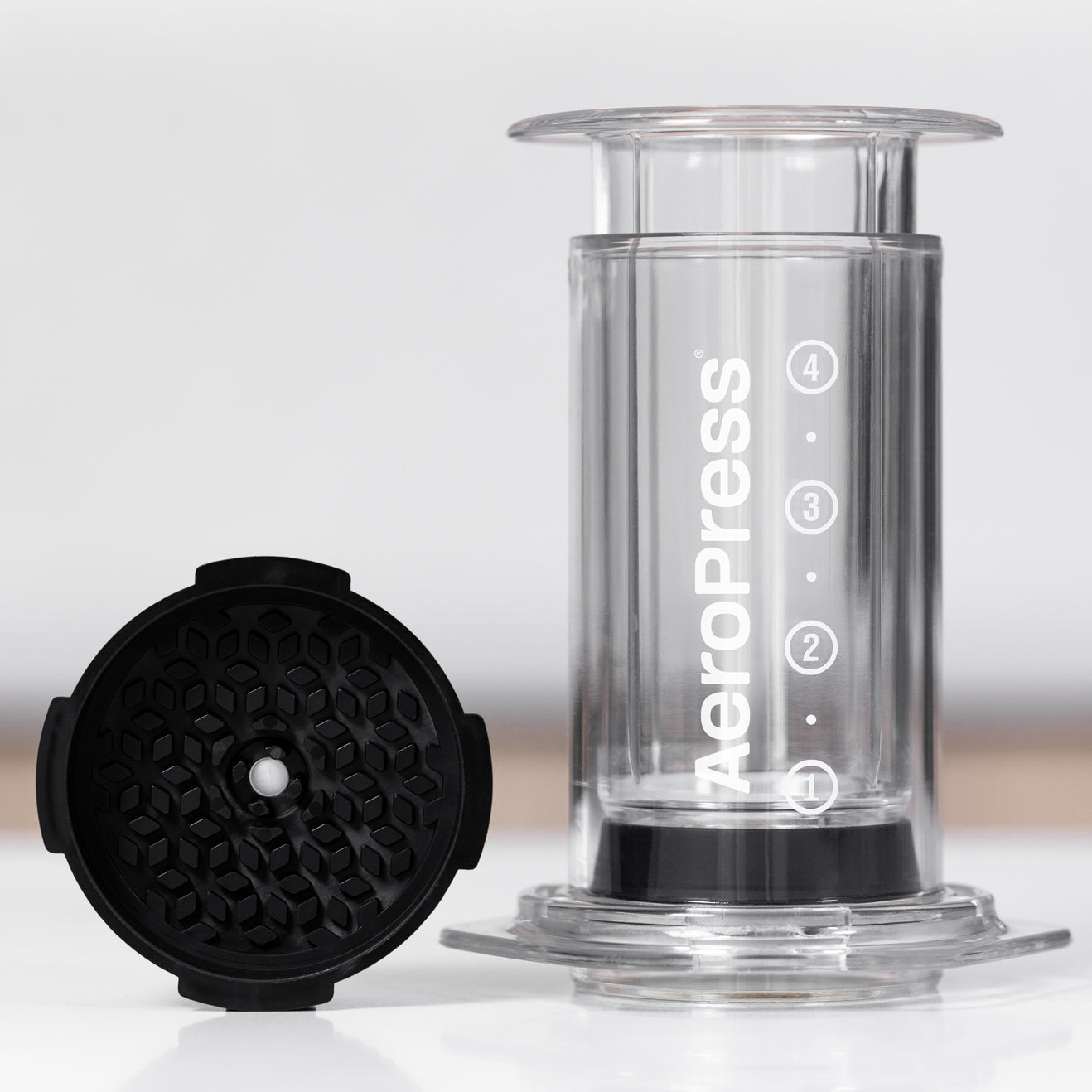 AeroPress Clear Coffee Maker & Flow Control Filter Cap Bundle