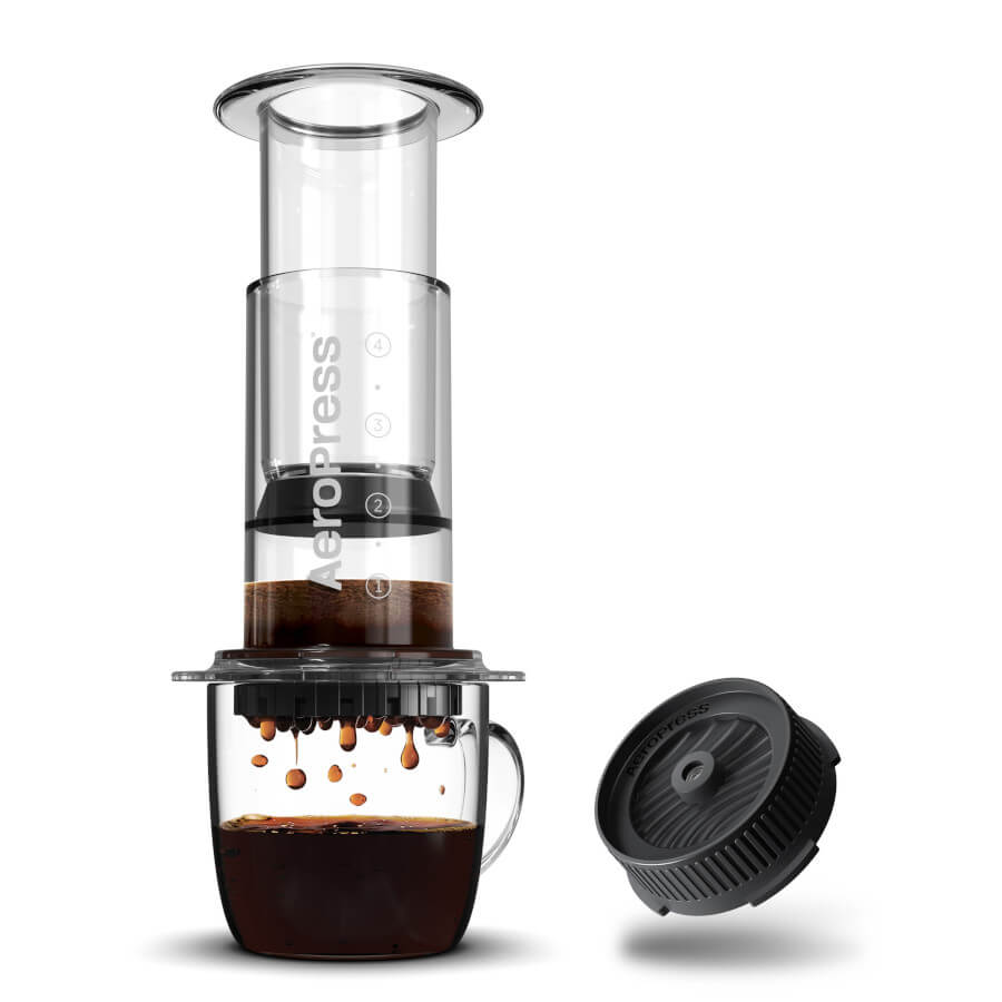 AeroPress Clear Coffee Maker & Flow Control Filter Cap Bundle