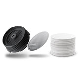 Flow control filter cap with steel and paper coffee filters