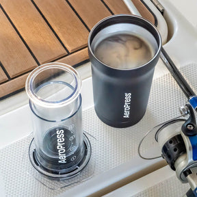 AeroPress Coffee Maker - Go Plus with coffee inside